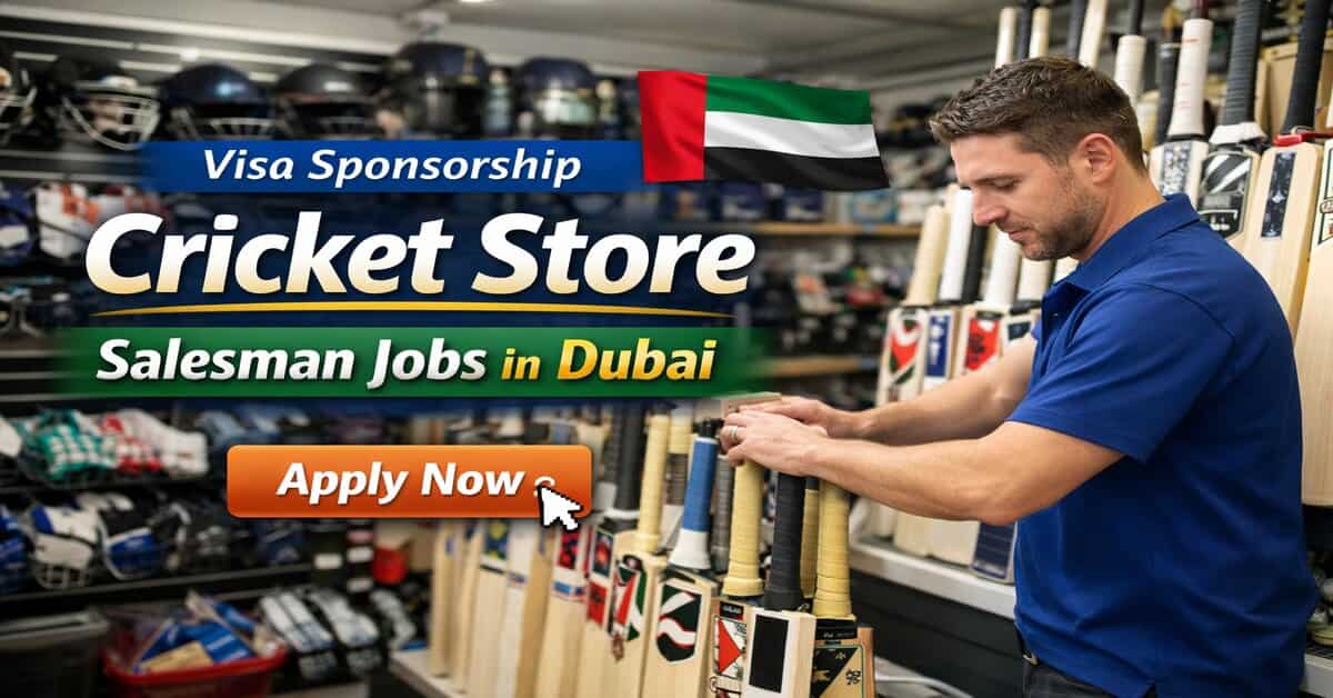 Visa Sponsorship Cricket Store Salesman Jobs in Dubai